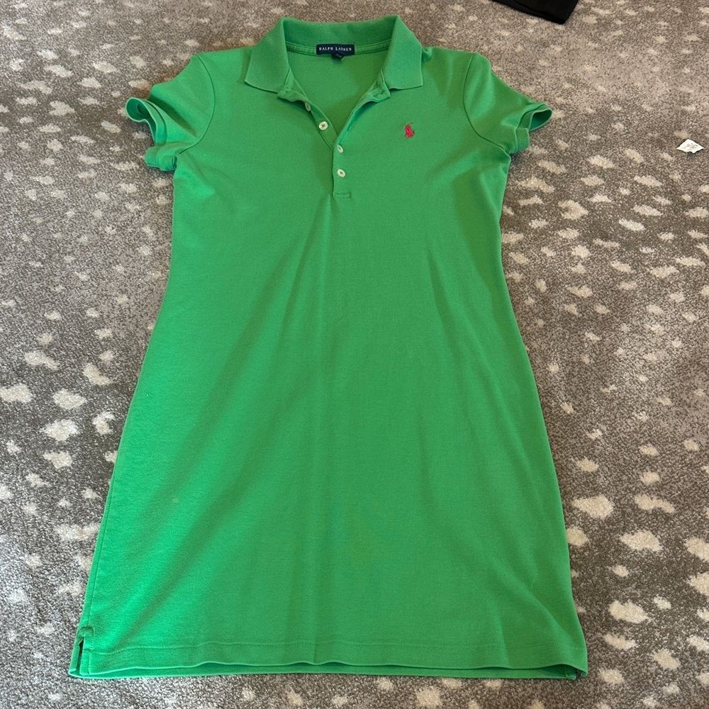 Ralph Lauren Vibrant Green Polo Dress with Red Emblem